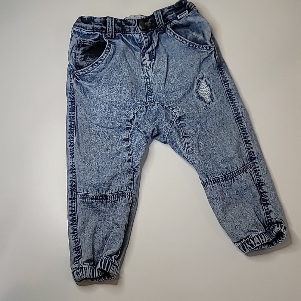 3/$30 Zara baby boy Retro Distressed Lightweight Cotton Jeans Joggers